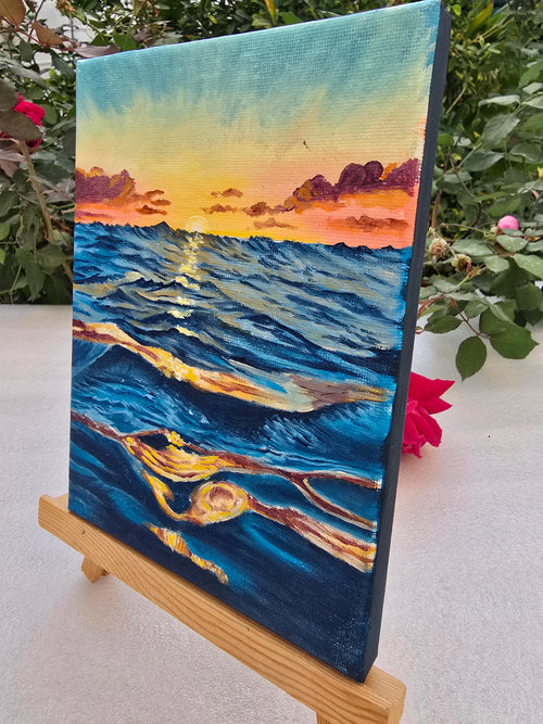 "Healed by the light" _ Original Sunset Ocean Oil Painting