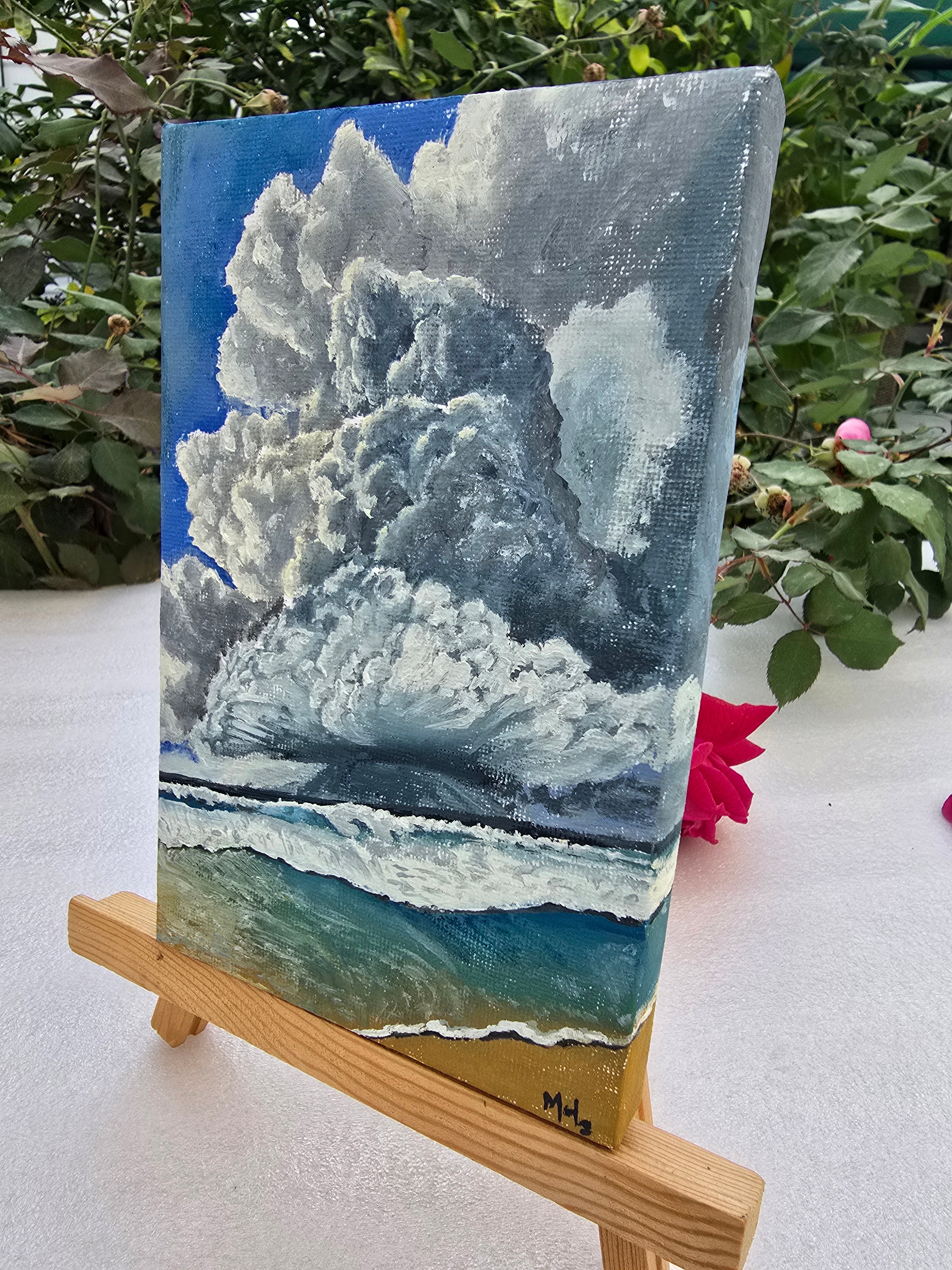 "Silver linings" _ Original Cloudscapes Oil Paintings _ a set of 3