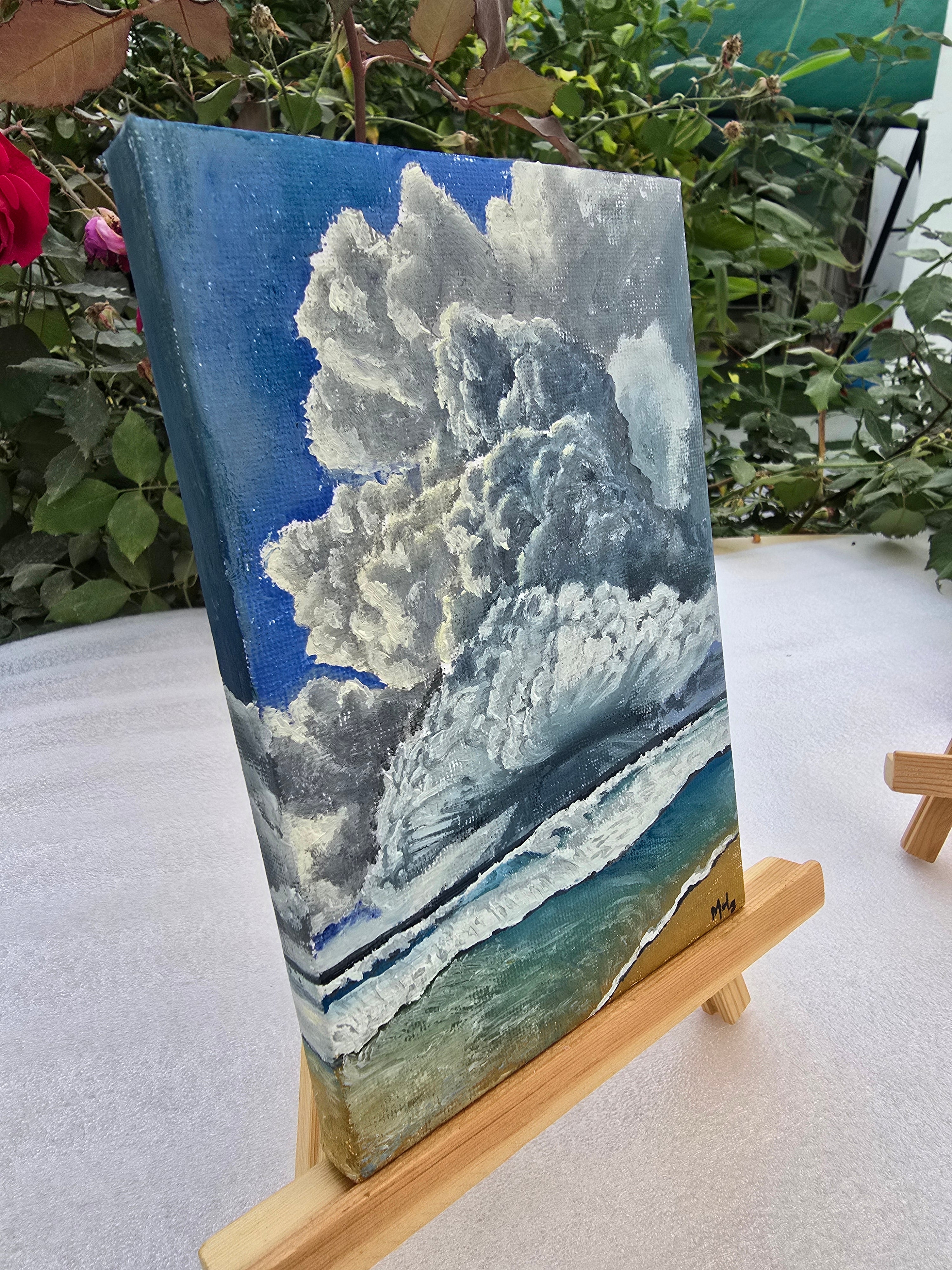 "Silver linings" _ Original Cloudscapes Oil Paintings _ a set of 3