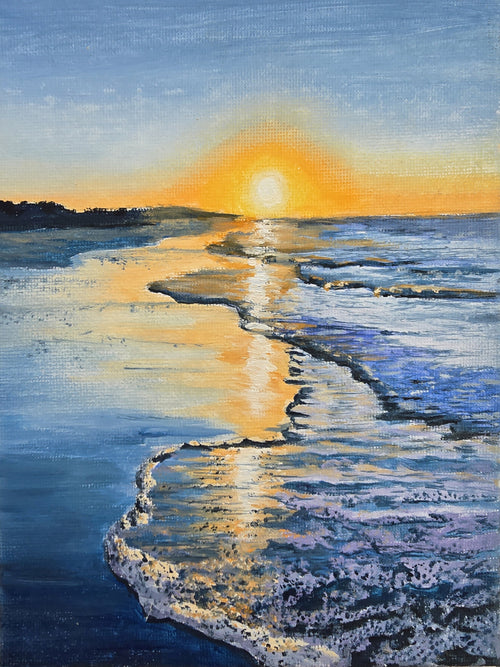 "Calmed by the Tide" _ Original Sunset Ocean Oil Painting